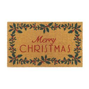 St. Nicholas Square® Mistletoe Merry Christmas Coir Doormat 30" x 18" NWT
